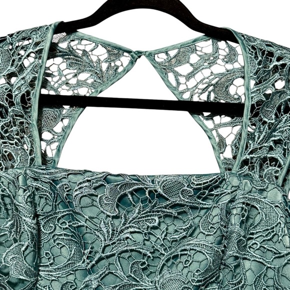 ADRIANNA PAPELL Lace Square Neck Formal Cocktail Blue Dress Size 12 - Picture 4 of 12